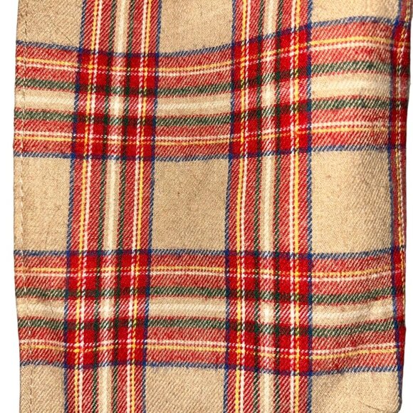 red khaki british nova check plaid wool zip pouch makeup bag - Picture 3 of 4